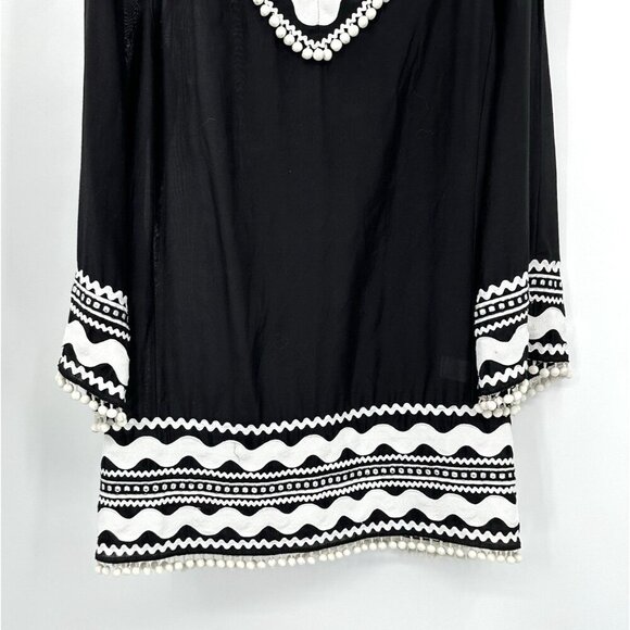 MILLY CABANA dress swim coverup retro pom poms beach cruise island black 8 - Picture 3 of 7